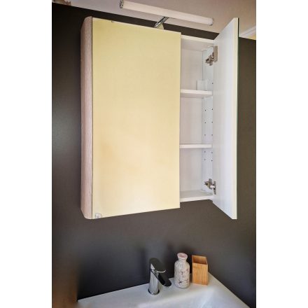 TOLEDO 80 ART Fekete.fóliázott polcozott,  Tükrösszekrény, Konnektor,világítás,LED 80*83,3*21,5cm