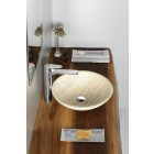 BLOK kőmosdó, átm:40x12cm, csiszolt bézs, Travertin