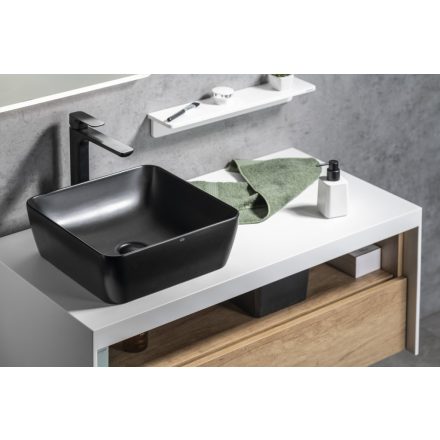 GSI SAND kerámiamosdó, pultra helyezhető, 38x14x38cm, matt fekete