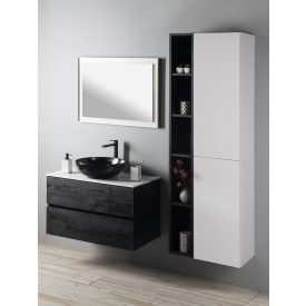   RONDANE pultra szerelhető kerámiamosdó, túlfolyó nélkül, 40x13,5cm, matt fekete