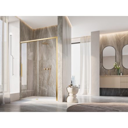 ORIANA 120 Soft-Close Tolóajtó, Gold szálcsiszolt, 8mm transzparent biztonsági üveggel (200*120 cm)