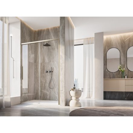 ORIANA 120 Soft-Close Tolóajtó, Champagne metál, 8mm transzparent biztonsági üveggel (200*120 cm)