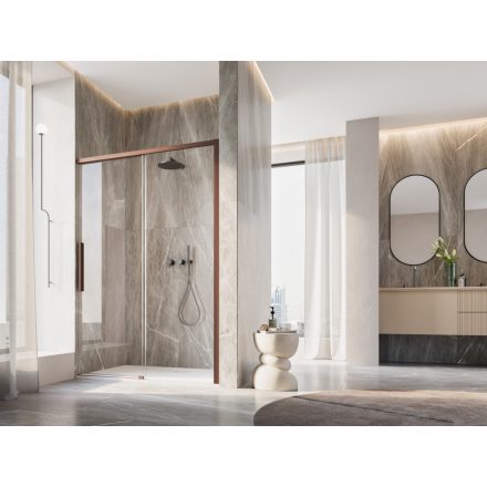 ORIANA 120 Soft-Close Tolóajtó, Bordeux metál, 8mm transzparent biztonsági üveggel (200*120 cm)