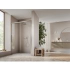 ORIANA 120 Soft-Close Tolóajtó, Nikkel szálcsiszolt, 8mm transzparent biztonsági üveggel (200*120 cm)