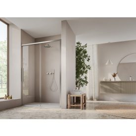   ORIANA 120 Soft-Close Tolóajtó, Nikkel szálcsiszolt, 8mm transzparent biztonsági üveggel (200*120 cm)