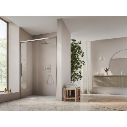 ORIANA 120 Soft-Close Tolóajtó, Nikkel szálcsiszolt, 8mm transzparent biztonsági üveggel (200*120 cm)