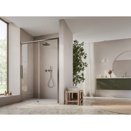 ORIANA 120 Soft-Close Tolóajtó, Gun metál, 8mm transzparent biztonsági üveggel (200*120 cm)
