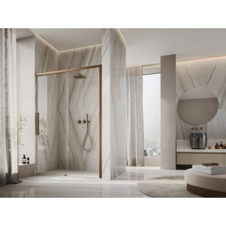 ORIANA 120 Soft-Close Tolóajtó, Copper -réz szálcsiszolt, 8mm transzparent biztonsági üveggel (200*120 cm)