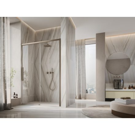 ORIANA 120 Soft-Close Tolóajtó, Bronz szálcsiszolt, 8mm transzparent biztonsági üveggel (200*120 cm)