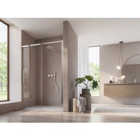   ORIANA 120 Soft-Close Tolóajtó, Alukróm, 8mm transzparent biztonsági üveggel (200*120 cm)