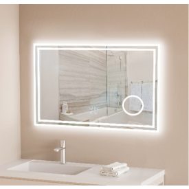   VELA 1200 Duschland  szögletes 120 cm széles fali okostükör  LED világítással három tónusban , érintőkapcsolóval, digitális órával és páramentesítő funkcióval Kozmetikai  tükörrel  3 x nagyítással (1200*600*30 mm)