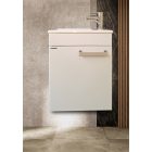 Emil Matt fehér készreszerelt fürdőszobabútor kerámia mosdóval fordítható jobbos balos változatban Soft Close Fiókkal 40 cm széles 20 cm mély 50 cm magas 