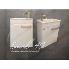 Emil Matt fehér készreszerelt fürdőszobabútor kerámia mosdóval fordítható jobbos balos változatban Soft Close Fiókkal 40 cm széles 20 cm mély 50 cm magas 