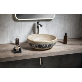 PRIORI kerámiamosdó, átm:42cm, bézs, kék mintával
