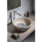 PRIORI kerámiamosdó, átm:42cm, bézs, kék mintával