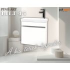 LILI MINI L Magasfényű fehér készreszerelt fürdőszobabútor kerámia mosdóval, balos nyitási íránnyal, soft-close ajtóval (40×50×20 cm)